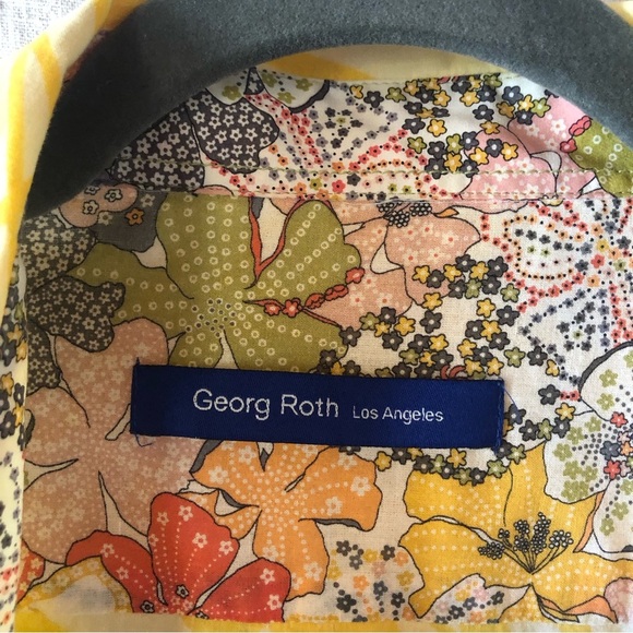 Georg Roth Los Angeles yellow Hawaiian pattern decorative floral accent short XL - Picture 3 of 10